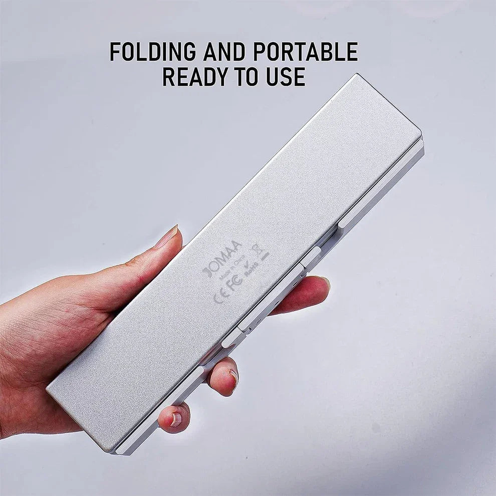 JOMAA Portable Mini Foldable Bluetooth Keyboard for Tablet Phone Laptop Rechargeable Folding Wireless keyboard with Hoder Stand