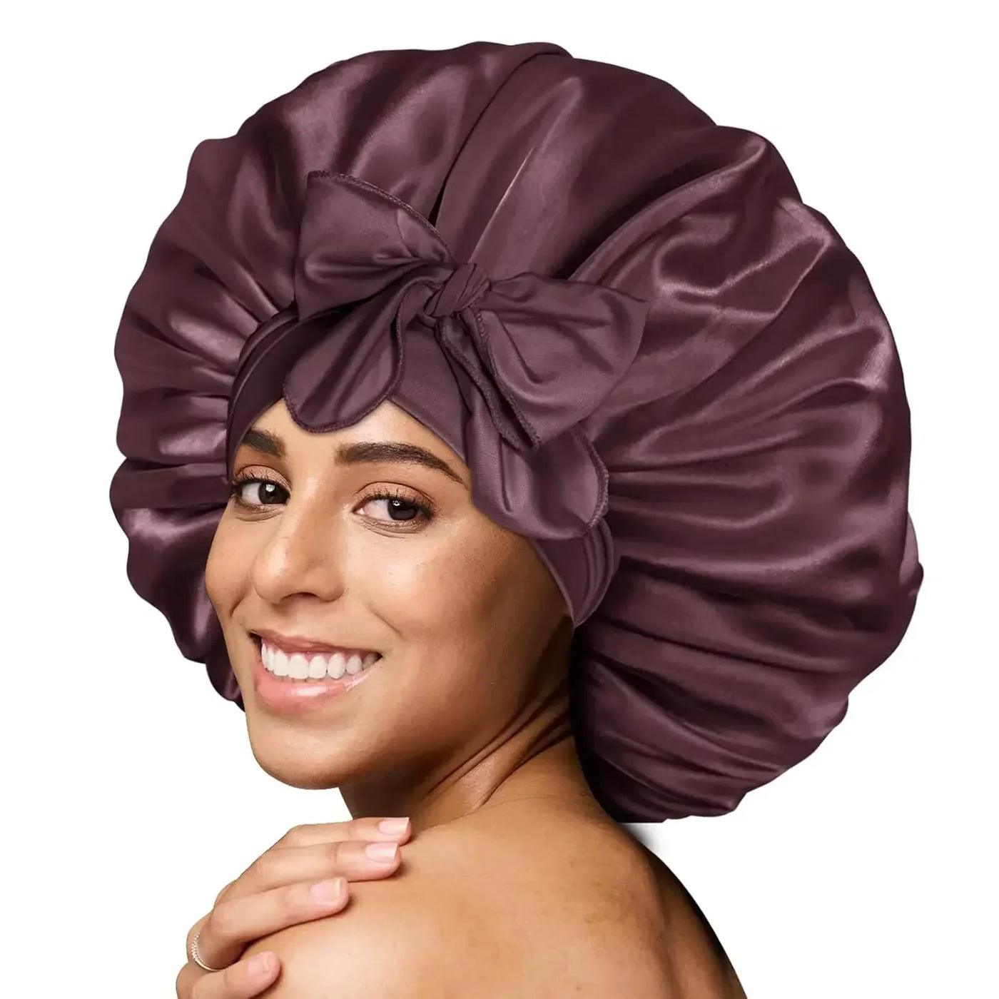 Silk Bonnet for sleeping Women Satin bonnet Hair Bonnet Night Sleep Cap Scarf wrap for Curly Hair with tie Band Black