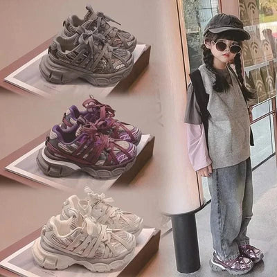 Children's sports shoes 2025 new style for boys and girls, mesh breathable dad shoes, soft soled non slip running shoes