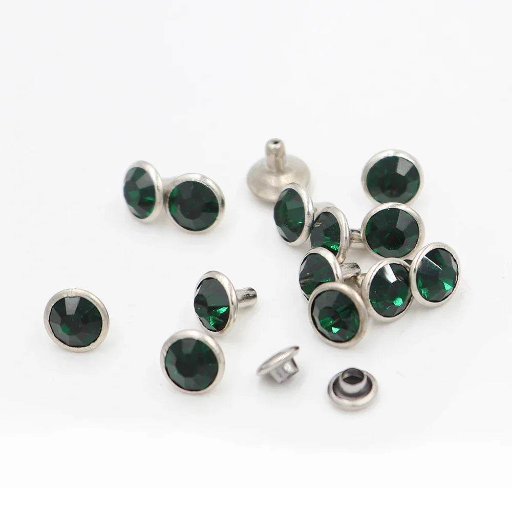 Colorful Crystal Rhinestone For Nails Rivets Studs For Leathercraft 100Sets Horse Tack Rivet Leather Belt Bags Clothing