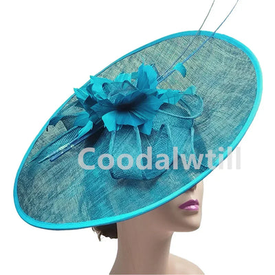 Royal Ascot Big Fascinator Hat Women Kentucky Derby Feather Large Hat Fascinator Party Wedding Headpiece Flower Church Chapeau