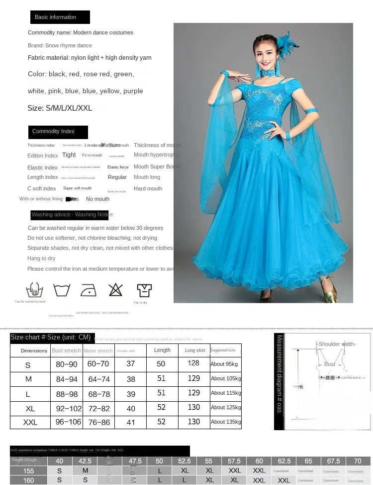 2025 Newest Woman Ballroom Dance Competition Dress Dance Ballroom Waltz Standard Dance Dress Women Ballroom Dress 009