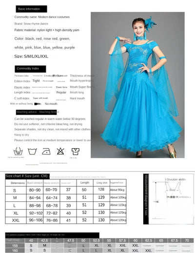 2025 Newest Woman Ballroom Dance Competition Dress Dance Ballroom Waltz Standard Dance Dress Women Ballroom Dress 009
