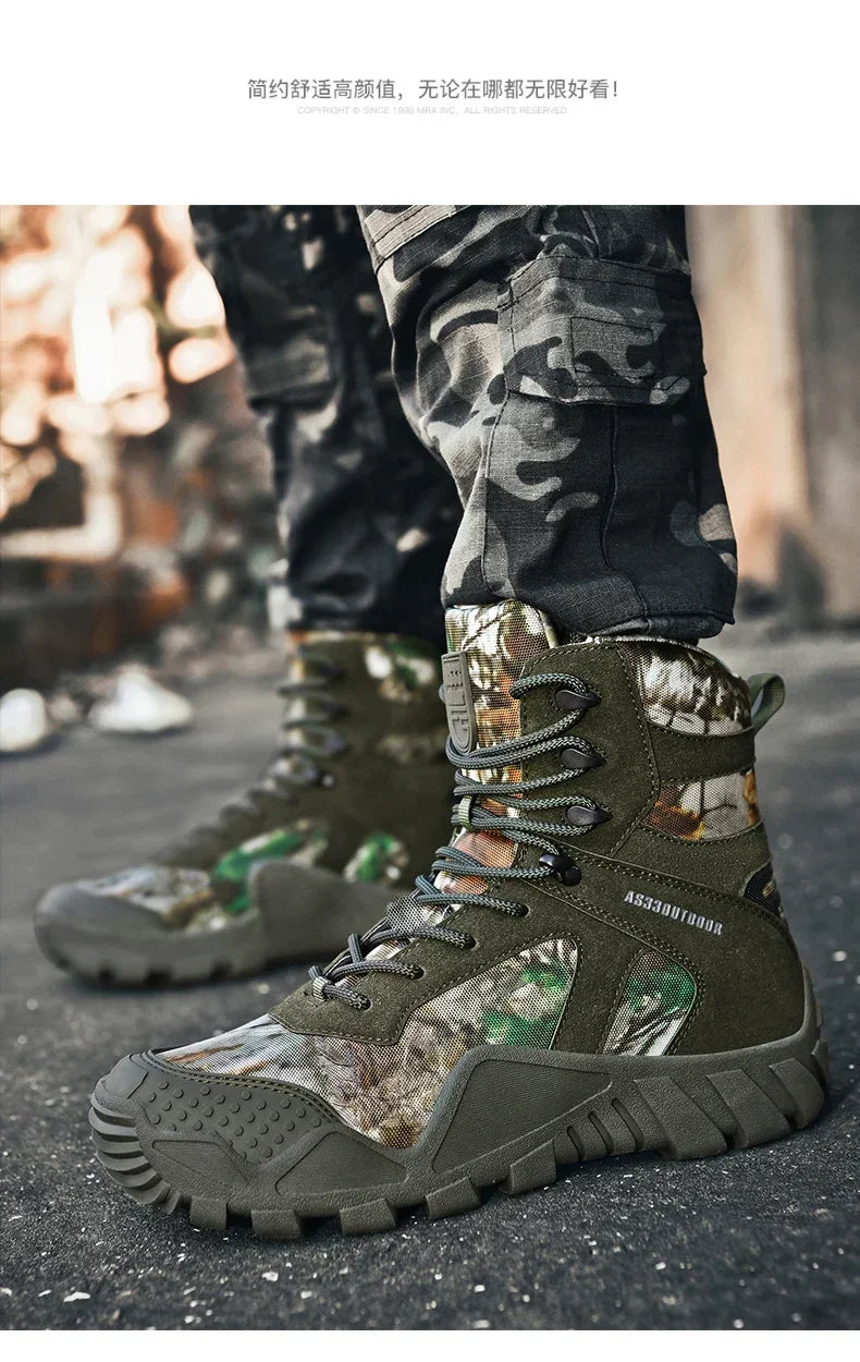 New Men Tactical Boots Lace Up Waterproof Climbing Hiking Shoes Motorcycle Training Army High Quality Hunting Unisex Desert Boot