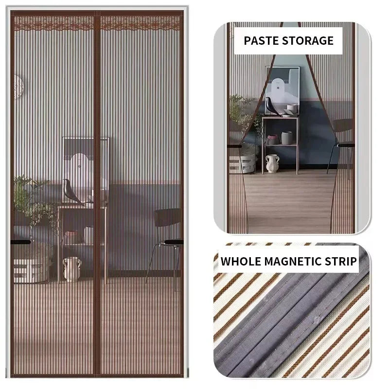 Magic Mesh Magnetic Screen Door - Reinforced Polyester Mosquito Net Curtain, Auto-Close Insect Proof & Dustproof, No Drill