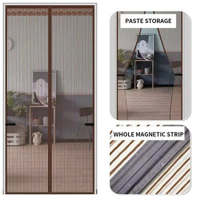 Magic Mesh Magnetic Screen Door - Reinforced Polyester Mosquito Net Curtain, Auto-Close Insect Proof & Dustproof, No Drill