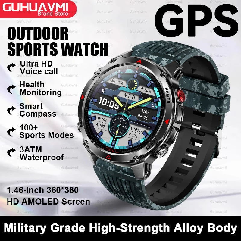 2025New Smart Watch For Men 1.46'' 360*360 HD AMOLED Color Display Voice Call Compass LED Sports Fitness Waterproof Watch Ladies