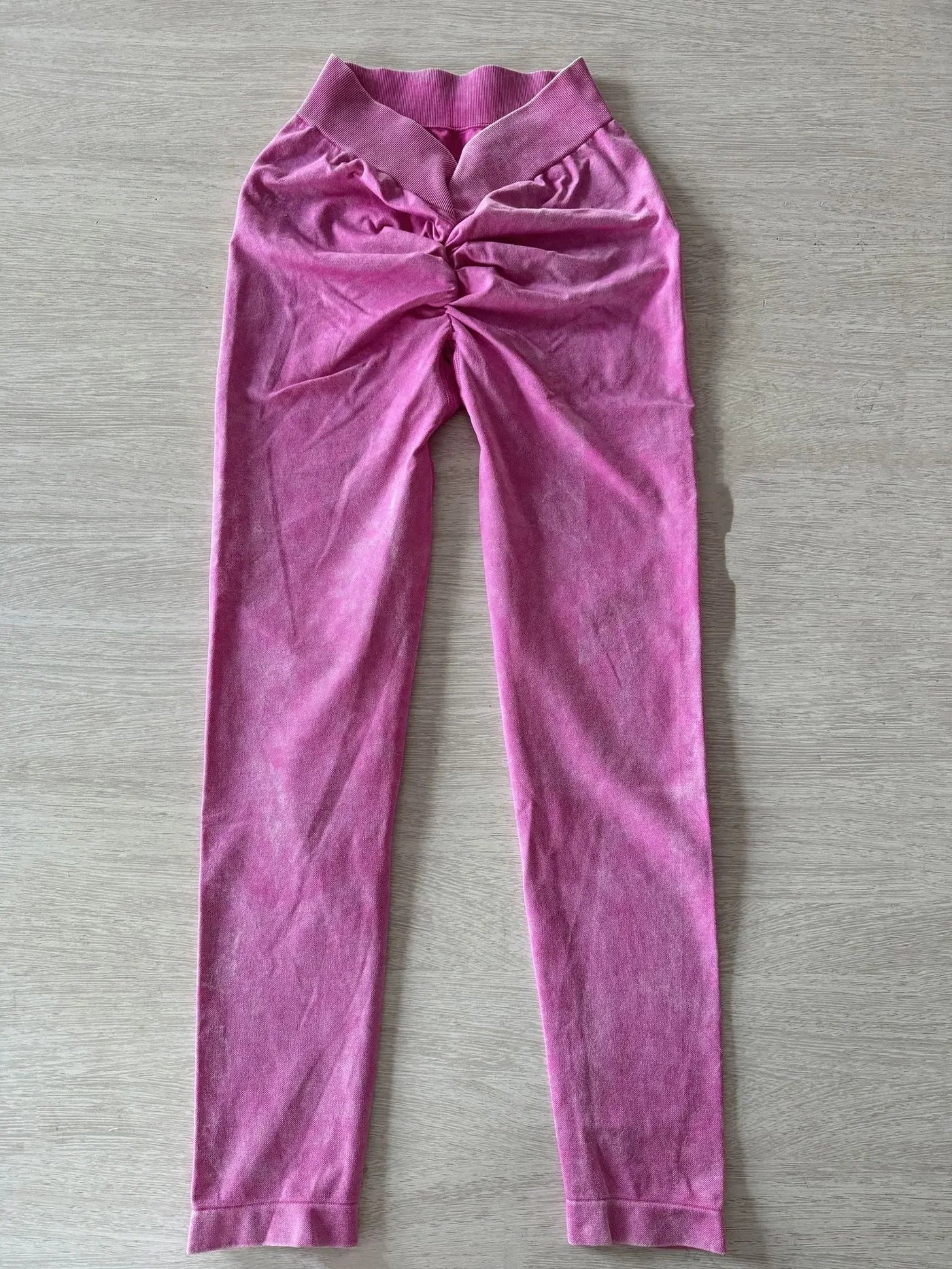 Women BUM Low V-Back Scrunch Butt Leggings Acid Wash Denim Blue Women High Stretch Sports Yoga Pants Women Gym Cycling leggings