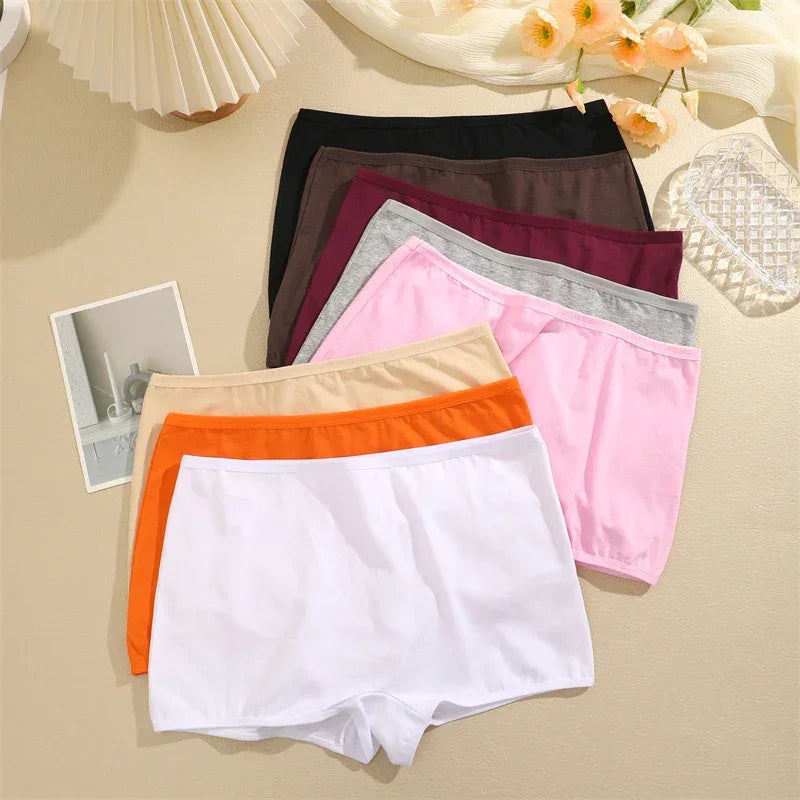 4PCS Women's Panties Cotton Seamless Sports Boxers Underwear Female Solid Color Briefs Cozy Lingerie Intimate Underpants XS-XL