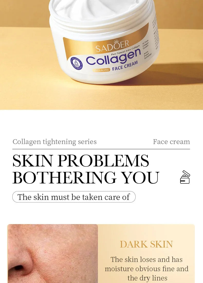 SADOER Collagen Firming Face Cream Skincare Moisturizing Hydrating Face Creams Faical Cream Beauty Face Skin Care Products