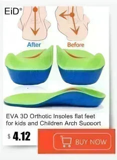 Kids children 3d orthopedic insoles arch support insole for ox-legs flat foot insoles orthotic pads correction health