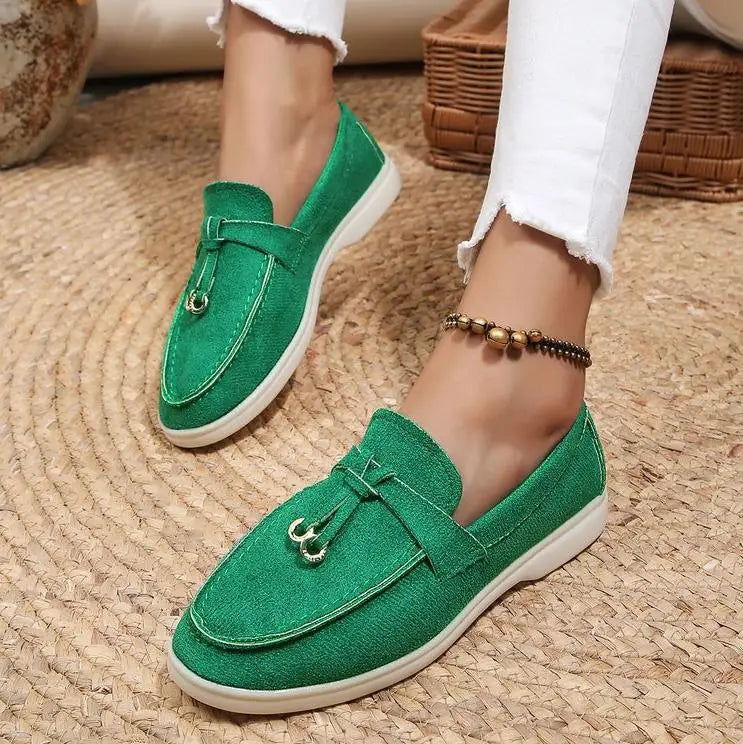 Women's Fashion Flat Casual Shoes Faux Suede Elegant Loafers Design Breathable Slip on Shoes Autumn Casual Business Women Shoes