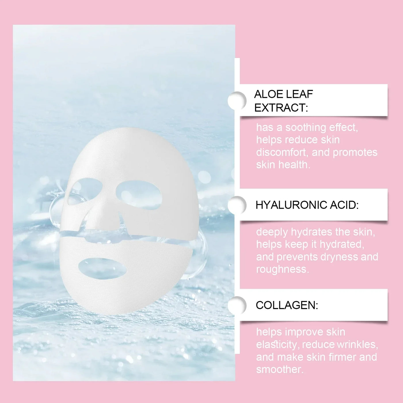 Collagen Face Mask Anti Aging Firming Moisturizing Refreshing Shrink Pore Brightening Overnight Mask Hyaluronic Acid Facial Mask