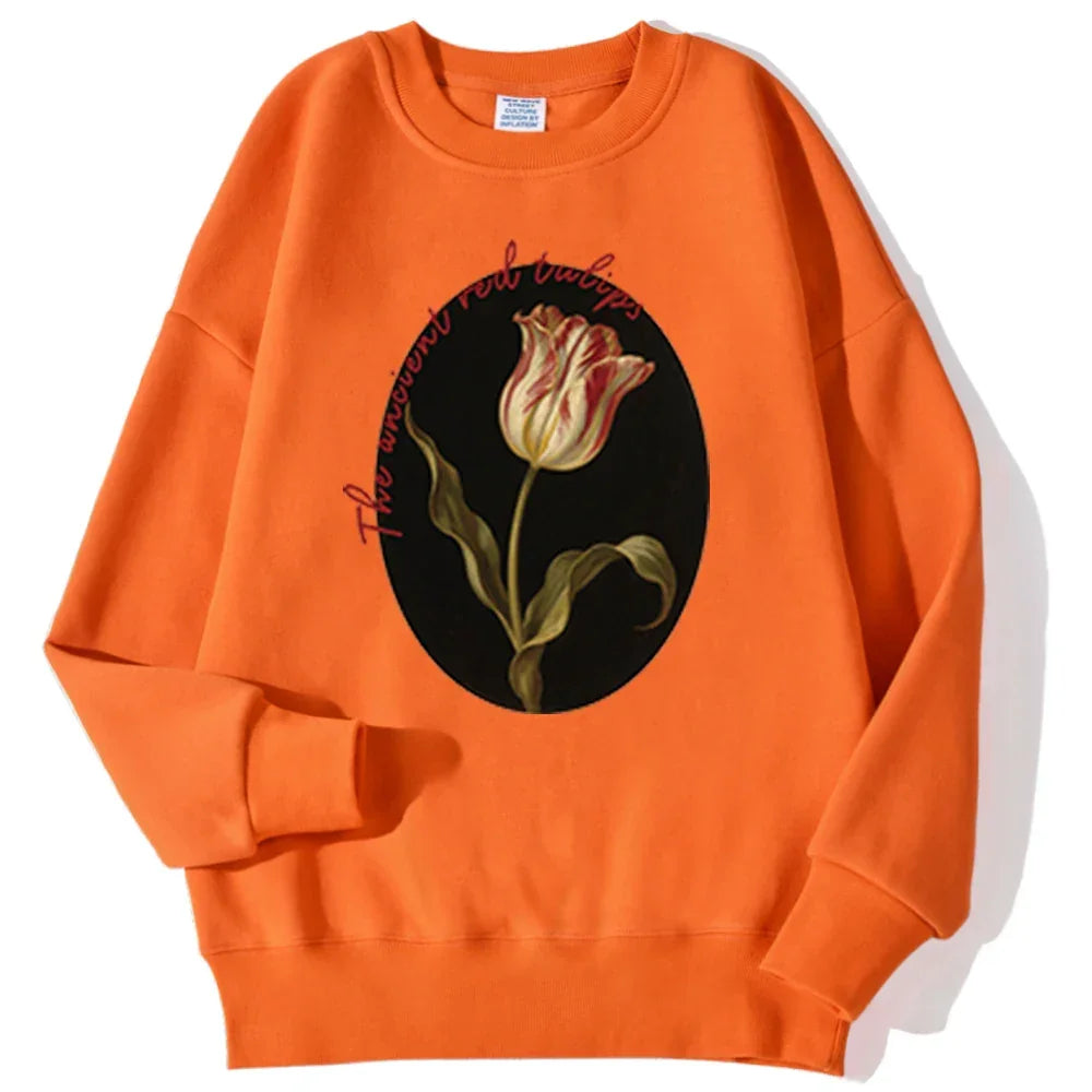The Ancient Red Tulips Design Women Tops