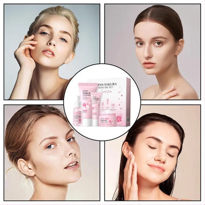 3/4Pcs/Set Sakura Skin Care With Cleanser Toner Eye Cream Facial Cream Sunscreen Beauty Products For Women Travel Skin Care Kit