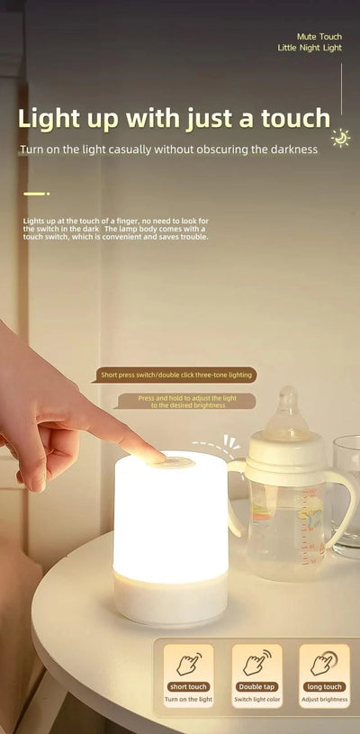 LED Night Lights USB Portable Bedside Lamp Touch Stepless Dimmabl LED Table Lamp for Bedroom Decor Sleeping Night Light Kid Gift