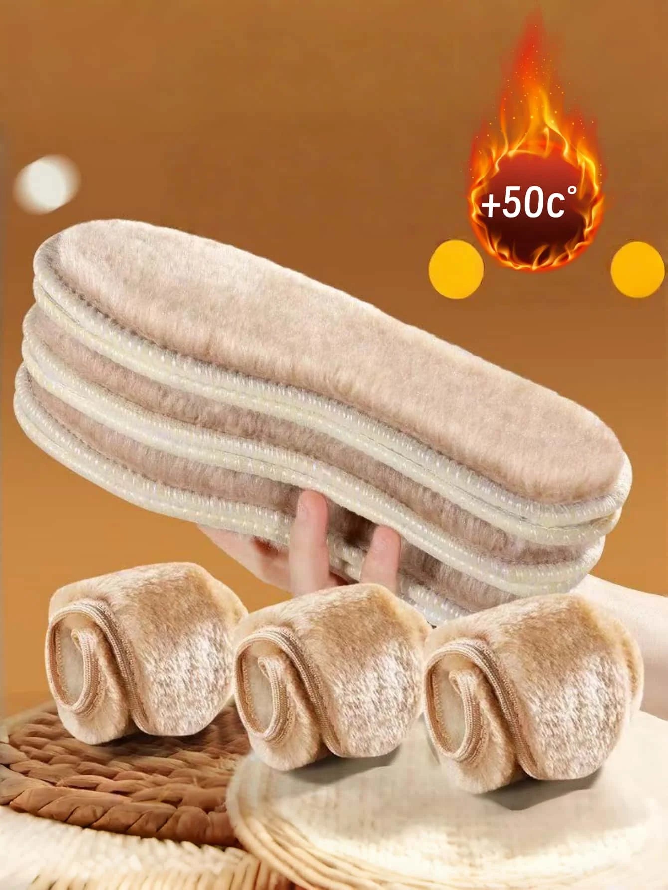 Winter Shoe Accessories Store Warm Insoles for Women, Fleece-Lined, Thickened, Soft-Soled, Comfortable Cotton Insoles, Anti-Odor, Sweat-Absorbent, Breathable, Ultra-Soft