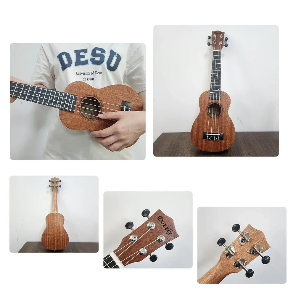 Ukulele Soprano 21 Inch Professional Acoustic Ukelele Four String Ukulele High Quality Solid Wood Beginner Kit for Kids Starter