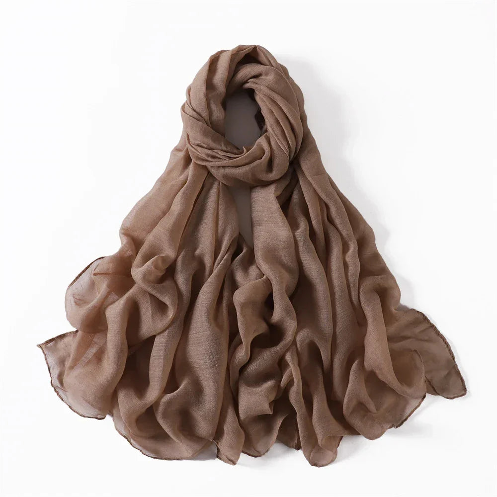 New Cotton Linen Scarf For Women Girls Students Autumn Classic Solid Color Scarves Retro Soft Foulard Viscose Female Wrap Shawls