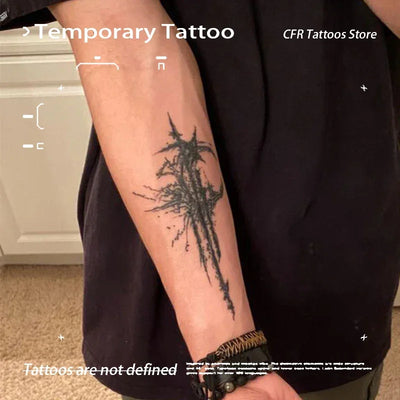 Temporary Tattoos Man Sexy Hotwife Dark Moon Herbal Juice Tattoo Sticker Fake Tatto Half Arm Abdomen Waterproof Hip Hop Tatuaje