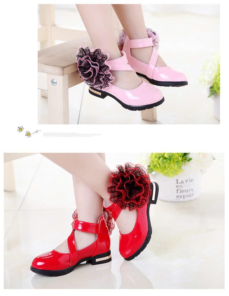 Light Heel Princess Flower Leather Shoes| Kids Girls Fashion Shoes | Children's Shoes |Party | Dress | Wedding | Dance