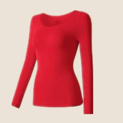 Women Thermal Underwear Long Sleeves Bottoming Shirt Pullover Elastic Casual Solid Top