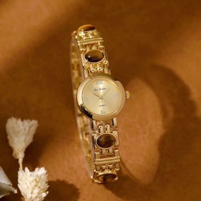 2025 High-End Vintage Woman Watches Fashion Elegant Natural Jade Stones Quartz Watch Retro Waterproof Hand Clock Gifts