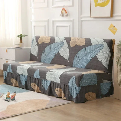 1/2/3Seater Sofa Bed Cover with Elastic Printing Seat Cover Armless Sofa Bed Cover Sofa Covers for Living Room Home Decor