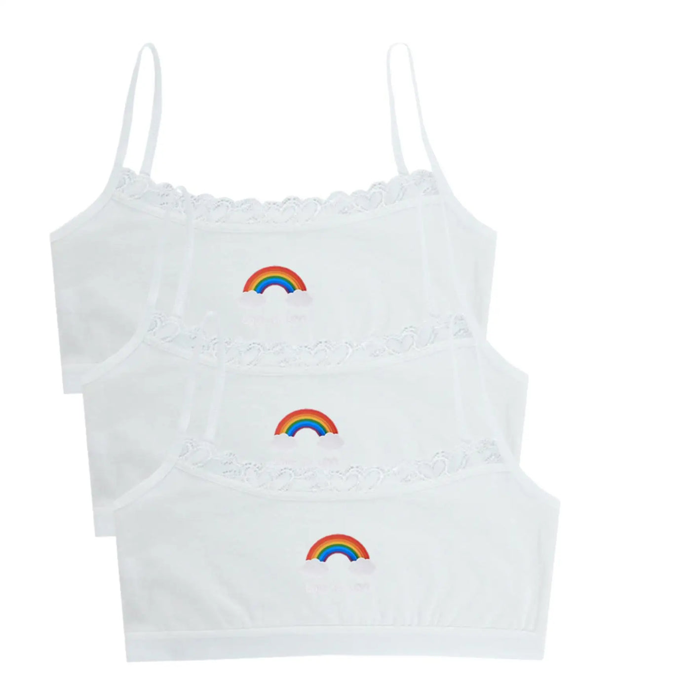 3PCS Teenage Girls Small Training Bras Cute Kids Rainbow Printed Sports Vest Bra Students Children Brassiere Underwear Tube Tops