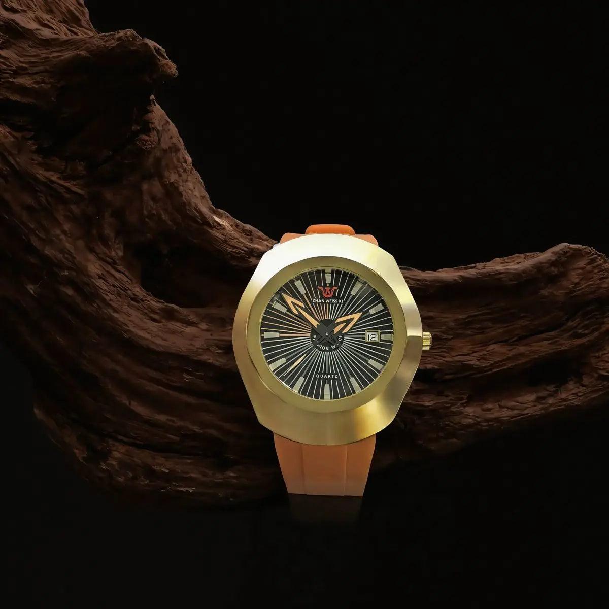 Premium high-end fashion quartz men’s watch – waterproof date display comfortable imported rubber strap