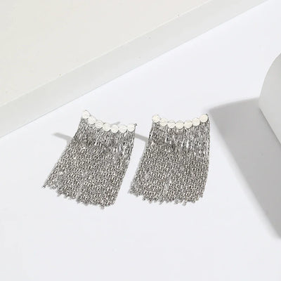 Fashion Statement Long Statement Gold Plated Bling Tassel Earring For Women Female Stainless Steel Wedding Daily Pendant Jewelry