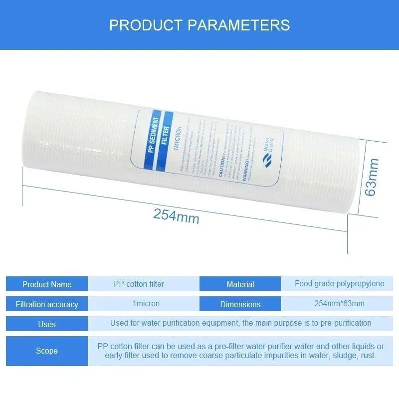 Atwfs water purifier 10 inch 4pcs 1-micron sediment filter cartridge pp cotton system