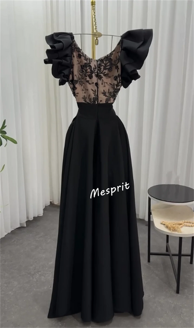 Customized Jersey Sequined Pleat V-neck A-line Long Dresses Bespoke Occasion Women's Evening Elegant Party Wedding Guest Glitter