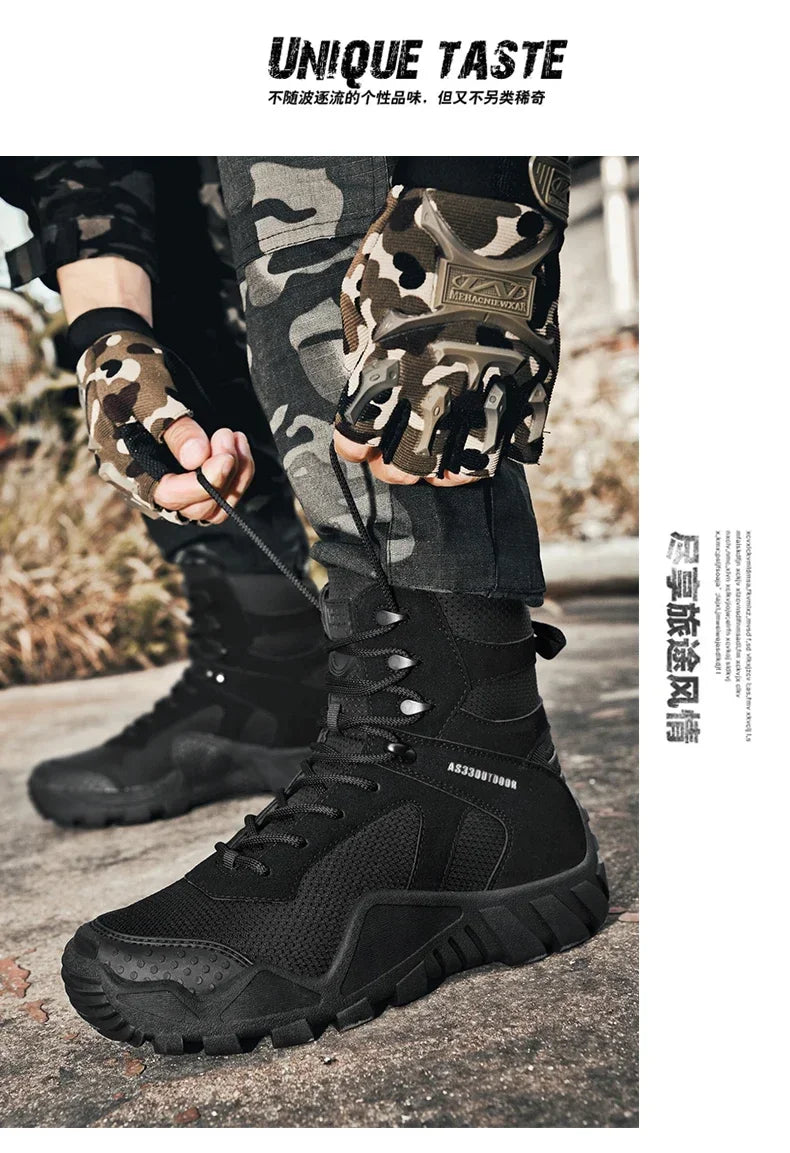 New Men Tactical Boots Lace Up Waterproof Climbing Hiking Shoes Motorcycle Training Army High Quality Hunting Unisex Desert Boot