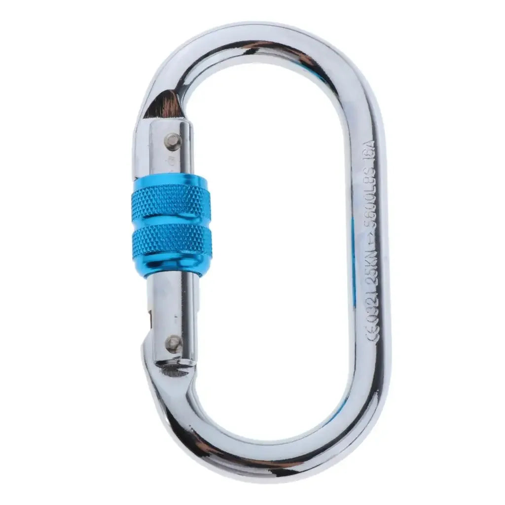 Climbing Carabiner, 25 Kn O-Shaped Strength Steel Screw Locking Carabiners for Hammock Climbing Hiking Yoga