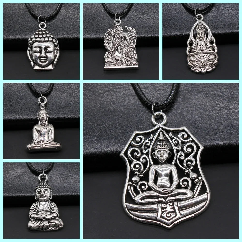 Religious Necklace Buddhist Buddha Statue God Buddha Necklace Charm Buddhist Meditation Hinduism Zazen Necklace