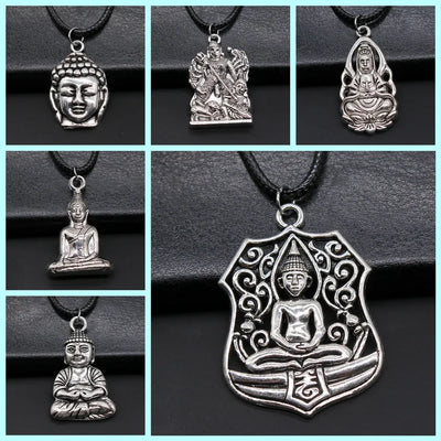 Religious Necklace Buddhist Buddha Statue God Buddha Necklace Charm Buddhist Meditation Hinduism Zazen Necklace
