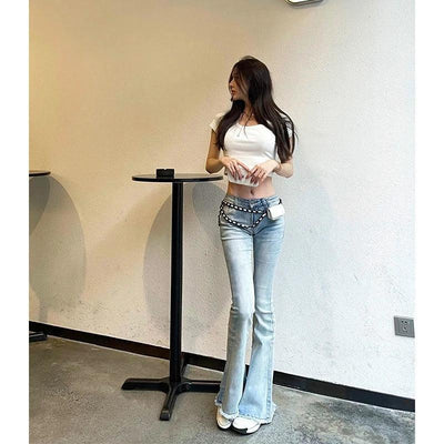 Ladies Flared Leggings Skinny Trend Bell Bottom Low Waist Wide Leg Long Sexy Fashion Denim Jeans Pants for Women 2024 Vintage