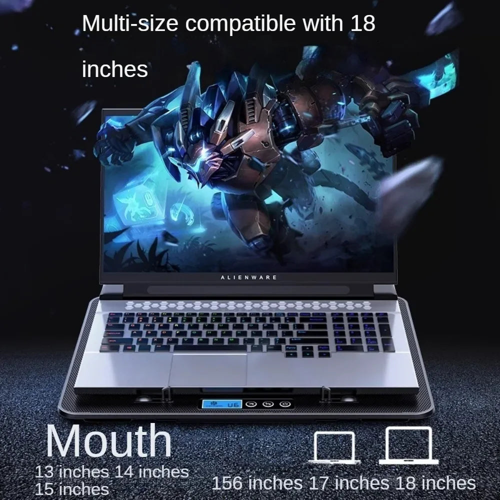 12-17 Inch Laptop Cooling Pad - 6 Quiet Fans Portable Air Cooler for Notebook Gaming with Stable Stand USB