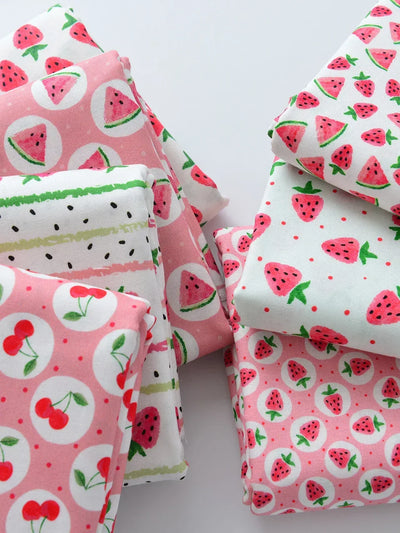 145x50cm Handmade Pink Strawberry Cotton Fabric for DIY Clothing, Ins Countryside Dress for Baby and Pet Cloth