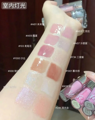 HYNTOOR Lip Gloss Shiny Shimmer Mirror Hydrating Moisturizing Water Shine Lipstick Nourishing Care Dewy Lip Makeup