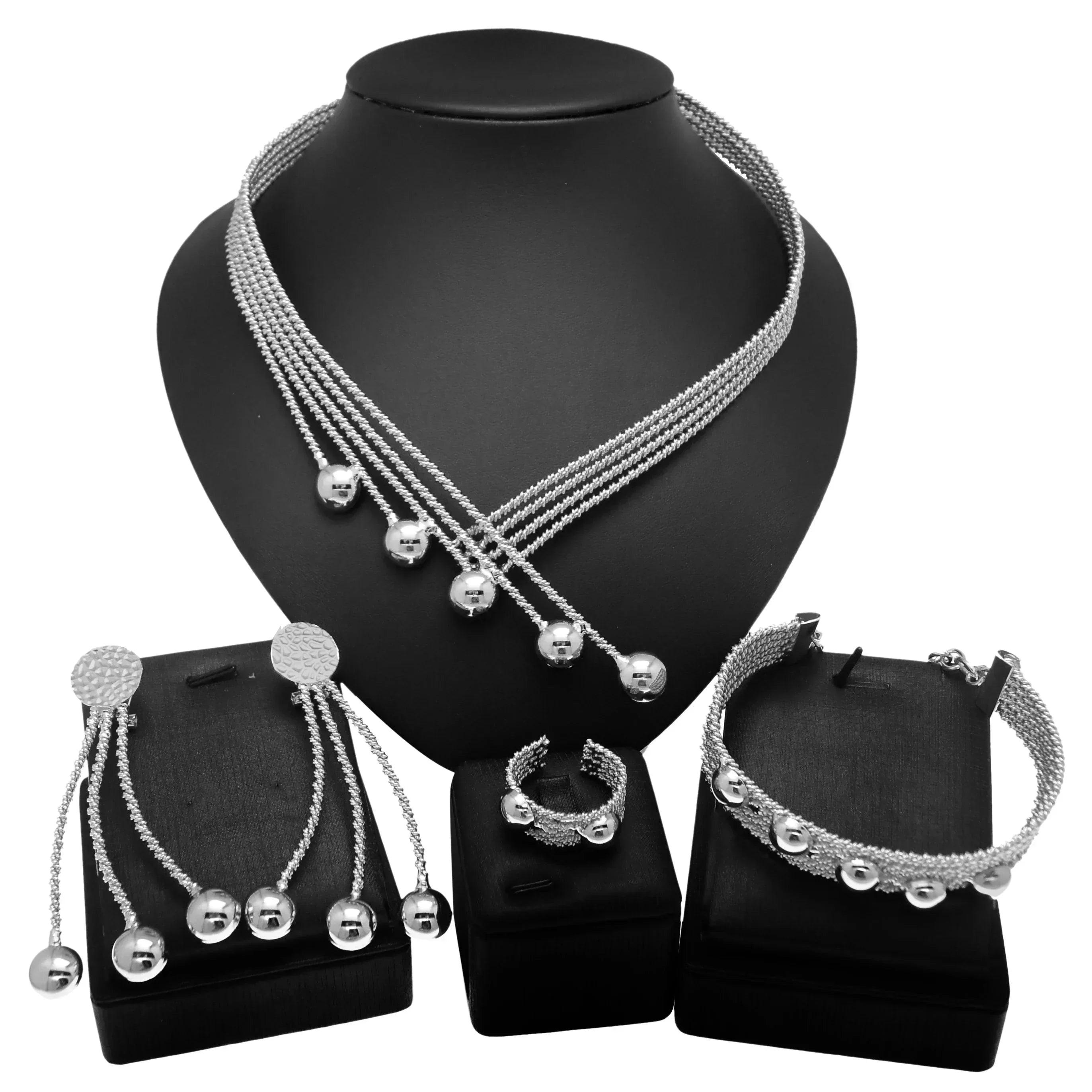 Women jewelry set latest brazilian gold plated earrings luxury necklaces mixed designs pie sets