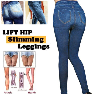 Women Faux Denim Jeans Leggings