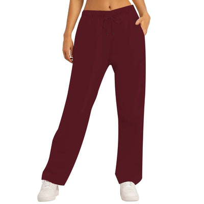 Women's Solid Color Casual Loose Fleece-lined Trousers