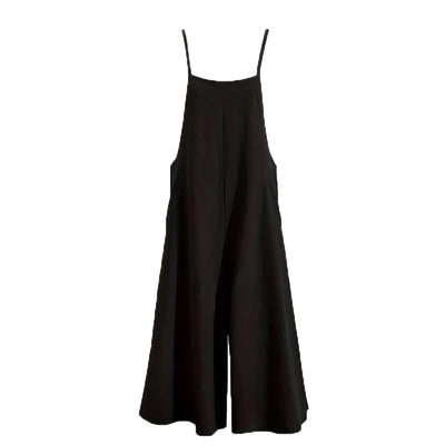 Plus Size Women's Solid Color Casual Jumpsuit - Sleeveless Romper With Pockets For Spring&Summer