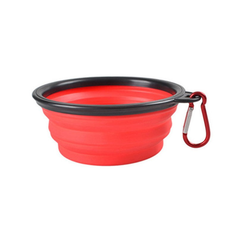 Portable Foldable Pet Bowl with Black Frame, 350ml TPR Dog Food Dish for Outdoors