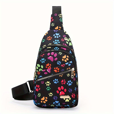 Large Capacity Chest Bag for Women - Adjustable Embroidered Crossbody Bag with Zipper Closure, Polyester Lining, Foldable, and Random Printing - Urban Solid Color Nylon Bag with Comfortable Strap