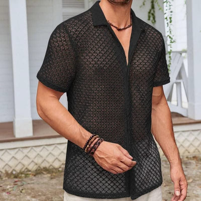 Summer Mesh Lapel Shirt Beach Men - Elanique