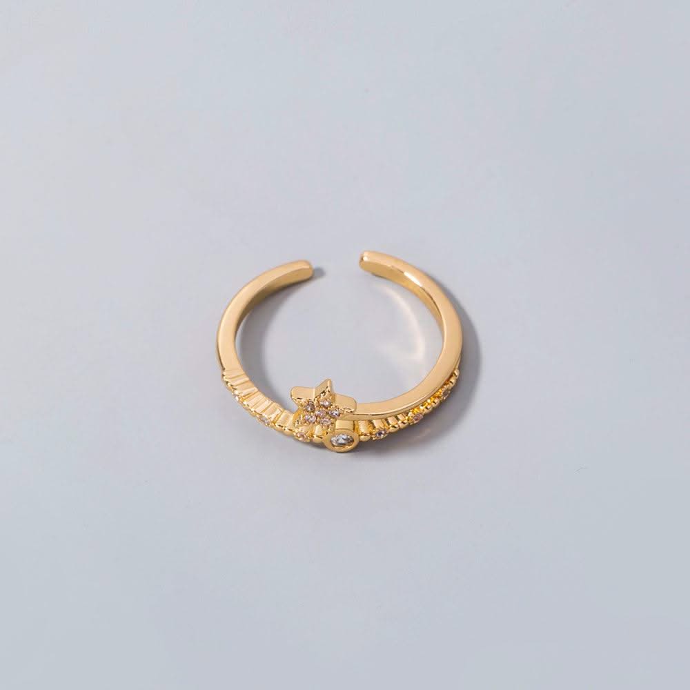 Gold Micro-inlaid Pentagram Ring Accessories For Women - Elanique