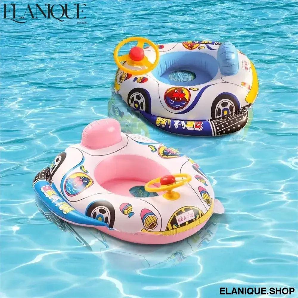 Baby Swimming Seat Ring Inflatable Toys Floating Sun Shade Toddler Swim Circle Fun Pool Bathtub Summer Beach Party Water Toys - Elanique